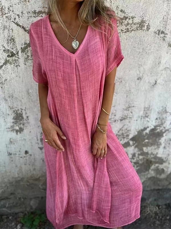 MeyChic™ Linen V-Neck Midi Dress | Where Effortless Style Meets Everyday Comfort ✨