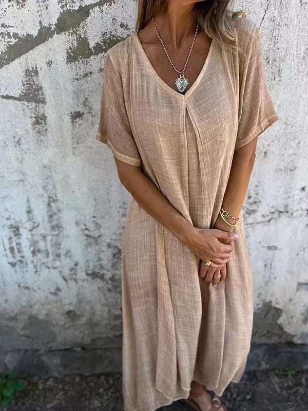 MeyChic™ Linen V-Neck Midi Dress | Where Effortless Style Meets Everyday Comfort ✨