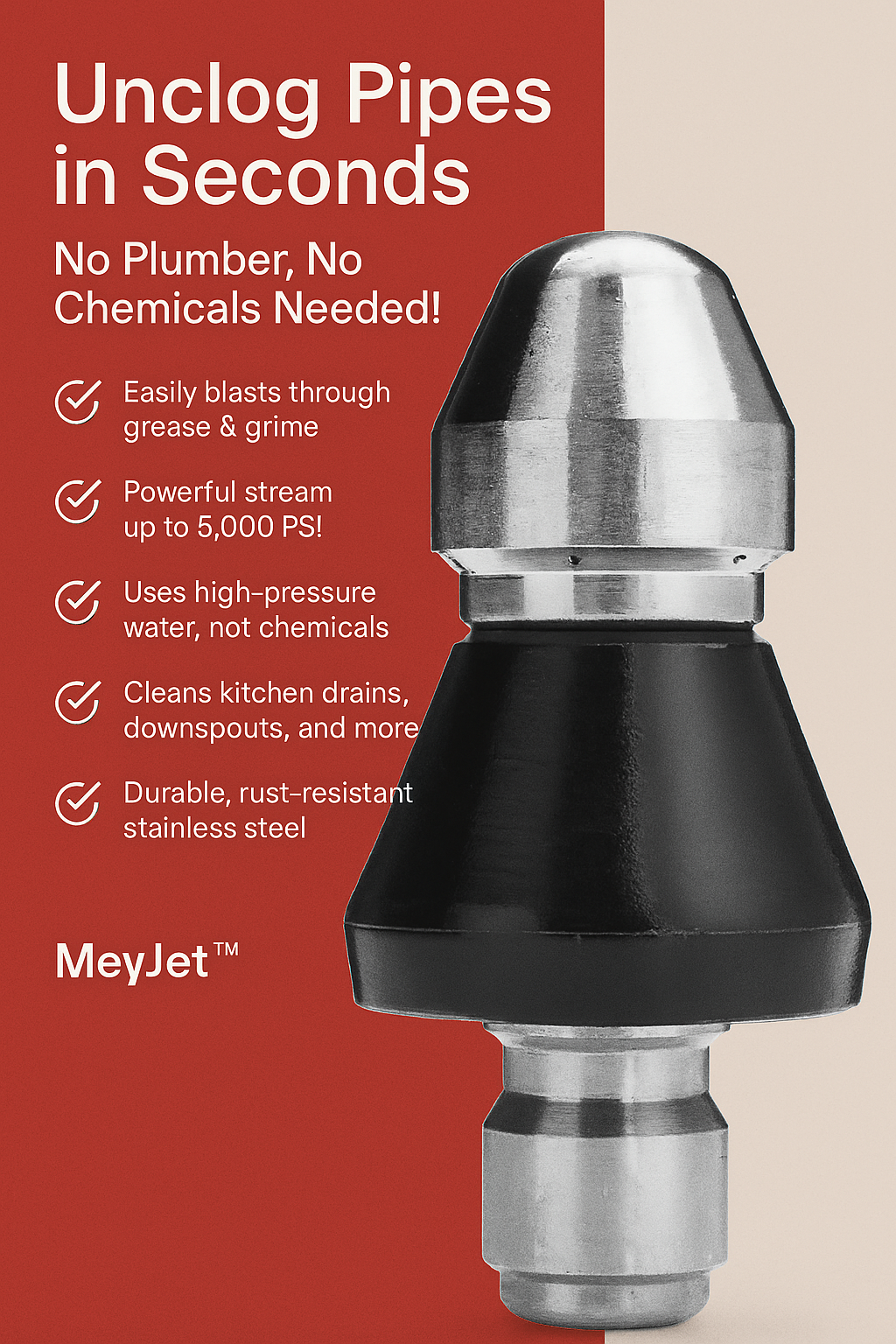 MeyJet™ High-Pressure Cleaning Nozzle | No Plumber, No Chemicals Needed!