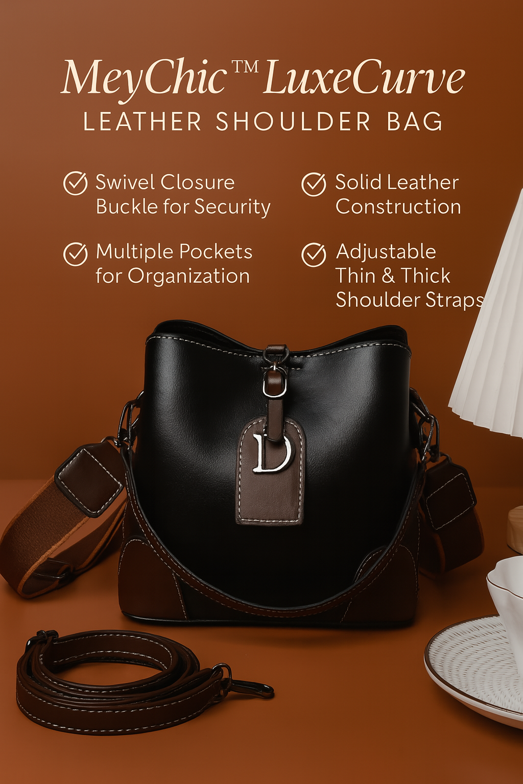 MeyChic™ LuxeCurve Leather Shoulder Bag | Elegance Made Effortless