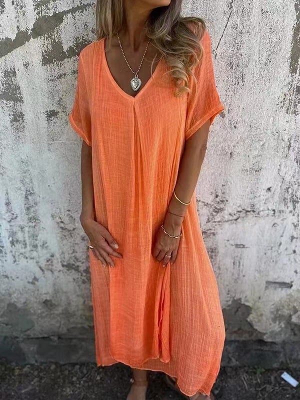MeyChic™ Linen V-Neck Midi Dress | Where Effortless Style Meets Everyday Comfort ✨