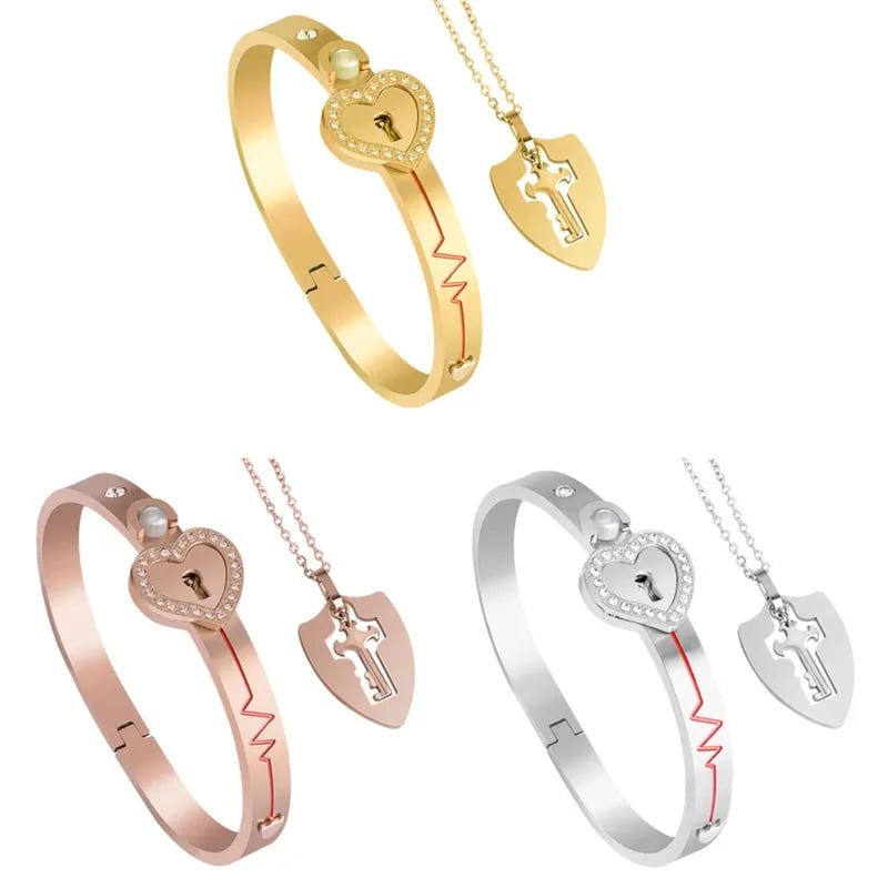 MeyBond™ Lock & Key Bracelet & Necklace Set - Two souls. One bond. Forever linked 💞