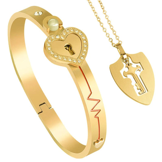 MeyBond™ Lock & Key Bracelet & Necklace Set - Two souls. One bond. Forever linked 💞