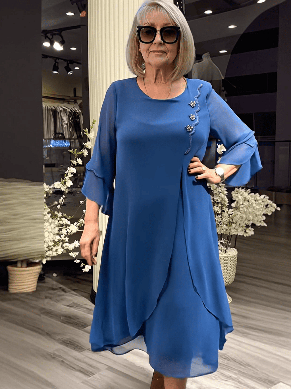 MeyChic™ – The Gracefully Feminine Lace-Up Chiffon Dress