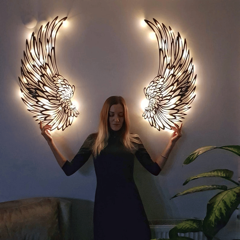Meyrille CelestiLight™ - 2x Angel Wings Wall Art with LED Illumination