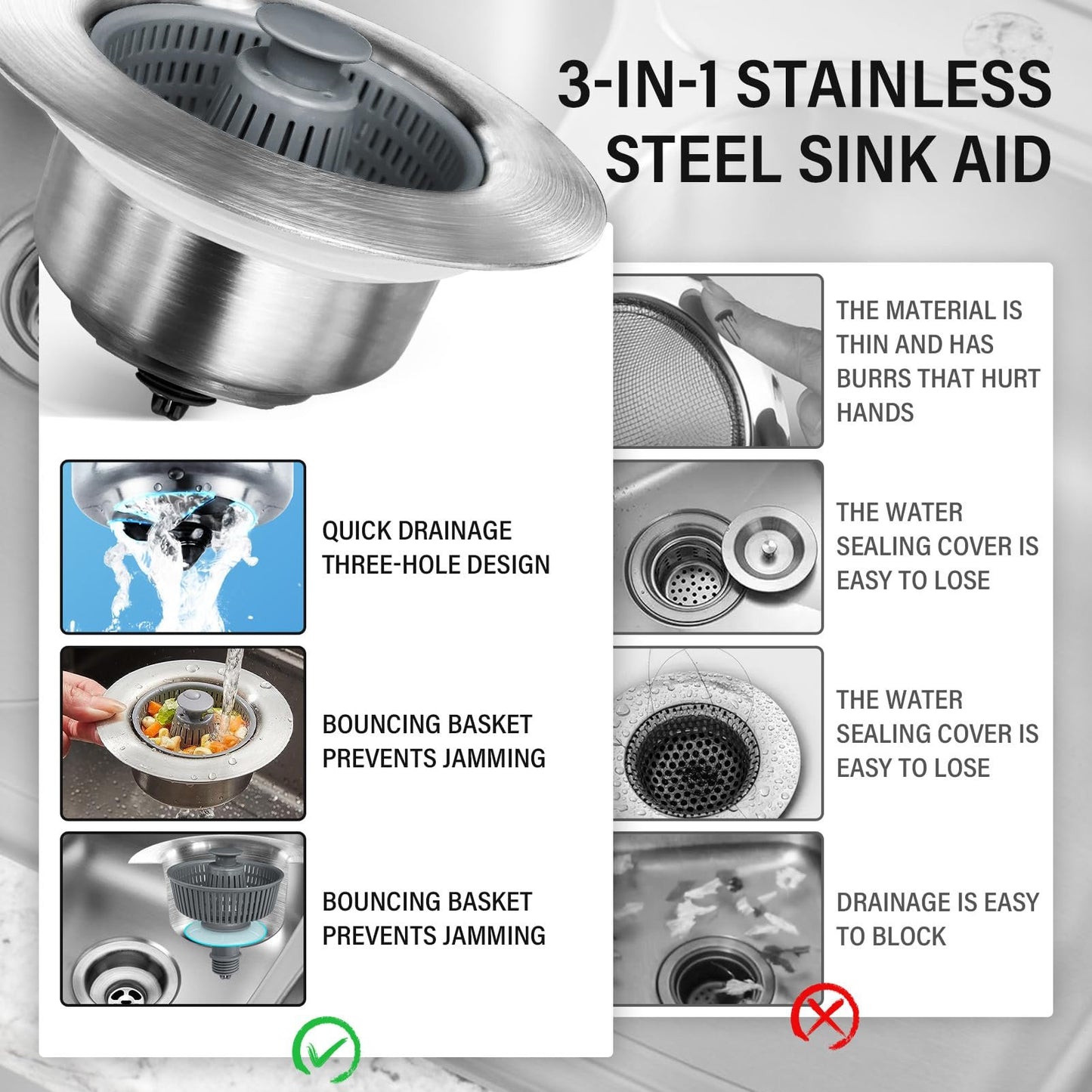 MeyDrain™ Bounce Core Drain Strainer – The Sink Saver Your Kitchen Has Been Waiting For | BUNDLE OFFER