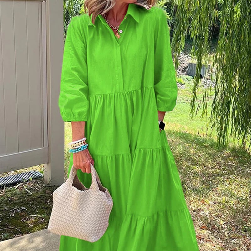MeyChic™ Lapel Ankle-Length Dress | Where Timeless Simplicity Meets Modern Grace