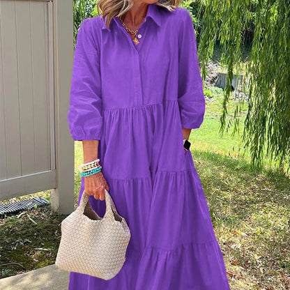 MeyChic™ Lapel Ankle-Length Dress | Where Timeless Simplicity Meets Modern Grace