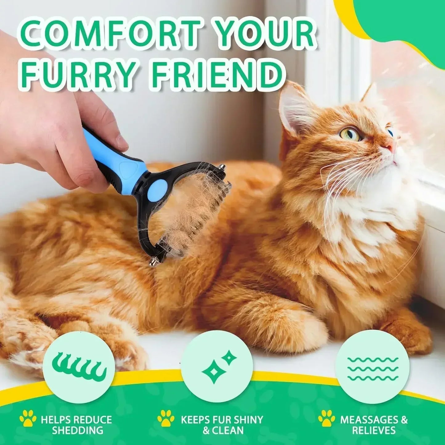 MeyFur™ Pro - 2 in 1 Deshedding & Detangling Comb | Designed By Pawfessionals, Trusted By Pet Parents