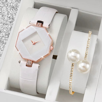 Elara Elegant Watch | Free Pearl Bracelet