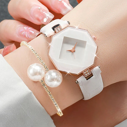 Elara Elegant Watch | Free Pearl Bracelet