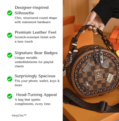 MeyChic™ Bear Edition Round Bag | Luxury Craftsmanship with a Playful Twist