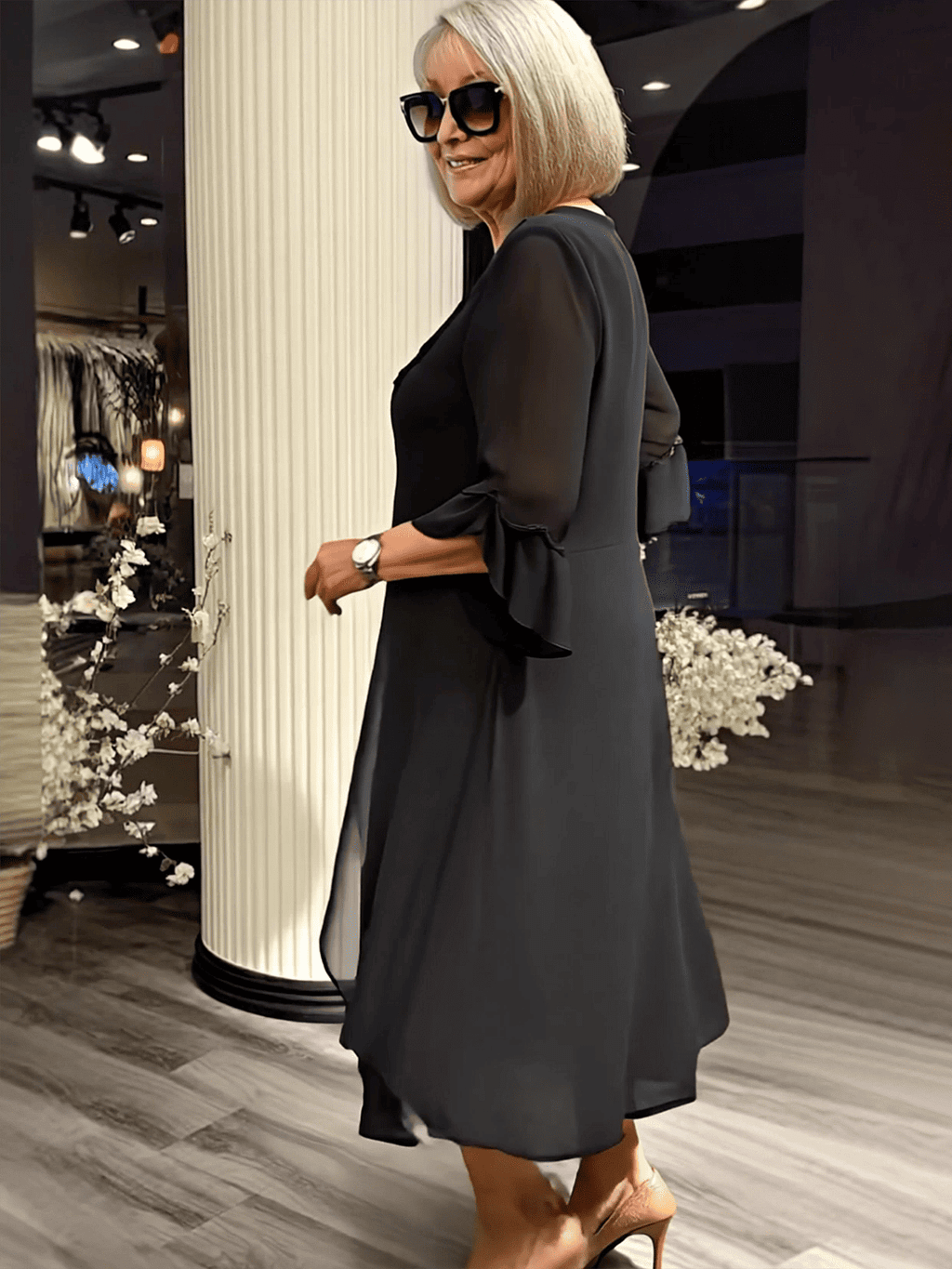 MeyChic™ – The Gracefully Feminine Lace-Up Chiffon Dress