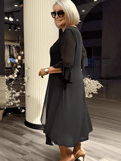 MeyChic™ – The Gracefully Feminine Lace-Up Chiffon Dress