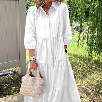 MeyChic™ Lapel Ankle-Length Dress | Where Timeless Simplicity Meets Modern Grace