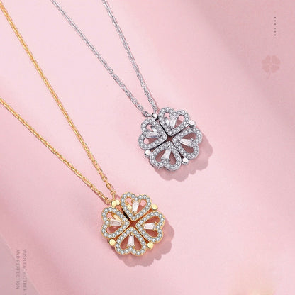 MeyHearts™ Magnetic Hearts Clover Necklace |  A Symbol of Love, Luck, and Elegance🍀💖
