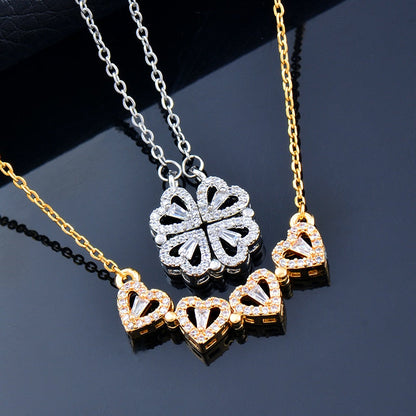 MeyHearts™ Magnetic Hearts Clover Necklace |  A Symbol of Love, Luck, and Elegance🍀💖